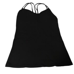 lululemon Black Strapy Tank Camisole Built in Bra Black Size 6 EUC Activewear